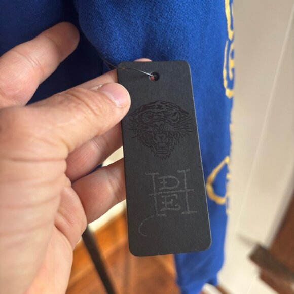 Ed Hardy Tiger Lotus Blue Cropped Zip Hoodie Grunge Y2K Streetwear Womens XS NWT - Picture 7 of 11